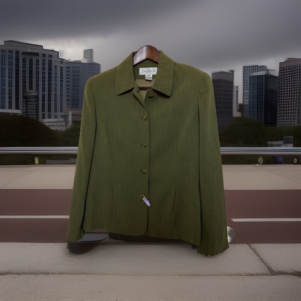 Jones Wear Olive Green Suit Blazer/Jacket Lined Stylish Size 12